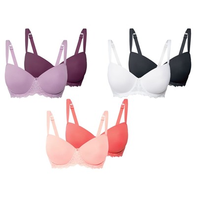ESMARA® Lingerie T-Shirt BH, 2 Stück, gepolsterte Cups, verstellbare Träger, mit Elasthan