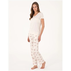 Krem Pijama Takımı