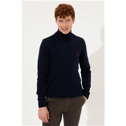 Erkek Lacivert Balıkçı Yaka Basic Triko Kazak