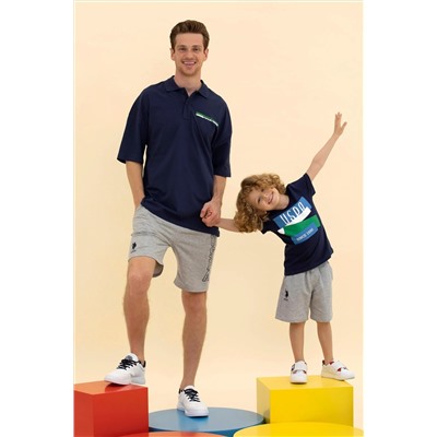 Erkek Lacivert Oversize Polo Yaka Tişört