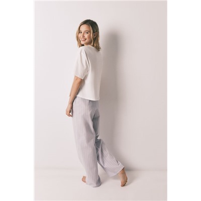 Pijama largo 100% algodón azul estampado rayas