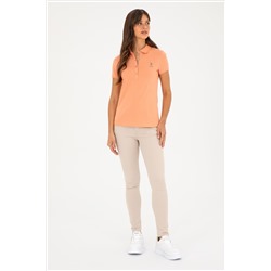 Kadın Somon Basic Polo Yaka Tişört