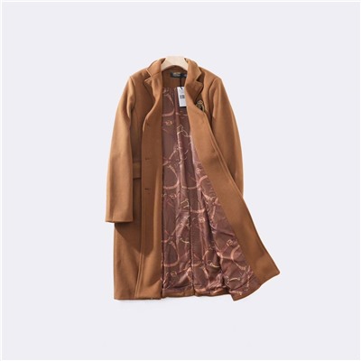 Женское шерстяное полупальто Ralp*h Laure*n средней длины, с нашивками и вышивкой