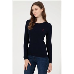 Kadın Lacivert  Bisiklet Yaka Basic Kazak