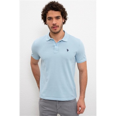 Erkek Açık İndigo Basic Polo Yaka Tişört