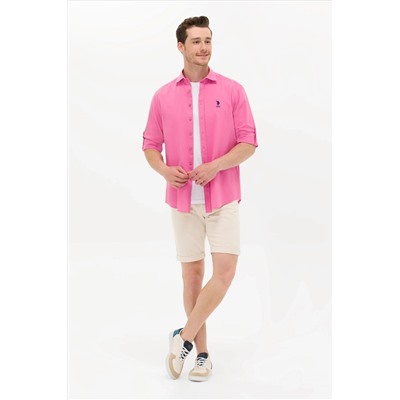 Erkek Pembe Uzun Kollu Basic Gömlek