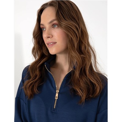 Lacivert Regular Fit Modal Kumaş Sweatshirt