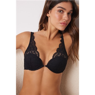 INTUITIVE Sujetador halter relleno encaje negro