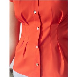 Блузка приталенного кроя с коротким рукавом из легкого хлопкового поплина с эластаном