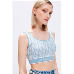 Crop top Celeste y blanco