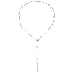Колье Элегантность (жемчуг белый 4-10мм; покрытие родий 60см)