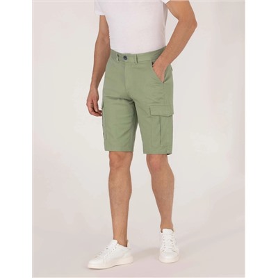 Haki Comfort Fit Kargo Cepli Bermuda Şort
