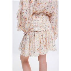 Falda evasé de seda Crudo y amarillo