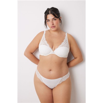INTUITIVE Sujetador halter relleno encaje blanco