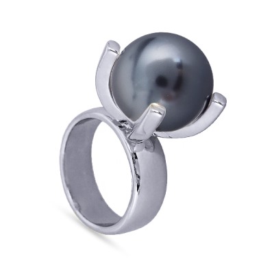 Кольцо (Майорка 16мм темно-серая; покрытие родий), Есть комплект