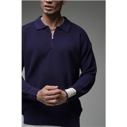 Свитер с замком синий