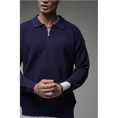 Свитер с замком синий