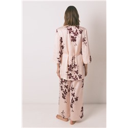 Set floral satén 3 piezas rosa
