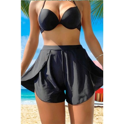 missmaral, Kadın Deniz Havuz Şortu Etek Görünümlü Yırtmaçlı Şık Model (içte Sabit Bikini Slip ) 1100