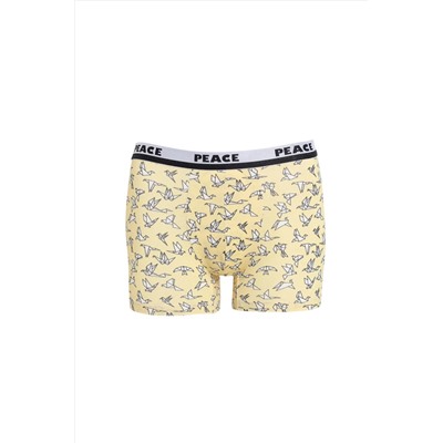 Dagi Sarı Erkek Turna Kuşu Desenli Compact Desenli Boxer