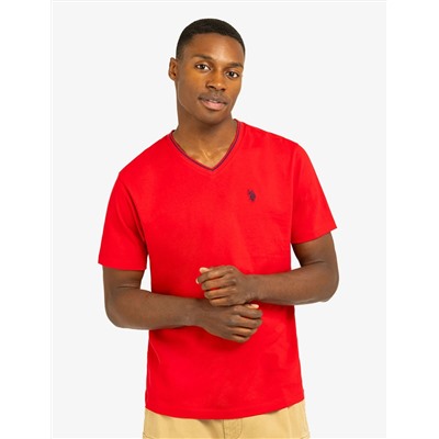 TIPPED V-NECK JERSEY T-SHIRT