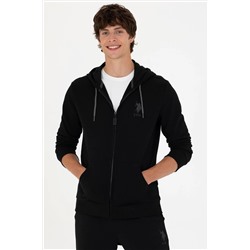 Erkek Siyah Kapüşonlu Örme Hırka