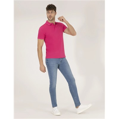 Pembe Slim Fit Polo Yaka Basic Tişört
