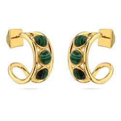 Серьги Самоцветы (малахит; покрытие золото), Есть комплект