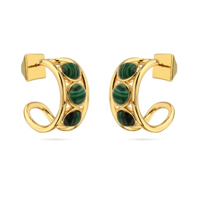 Серьги Самоцветы (малахит; покрытие золото), Есть комплект