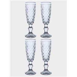 Набор бокалов для шампанского, 4 пр, 150 мл, стекло, голубые, Dubai