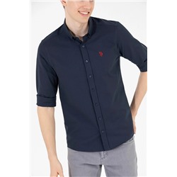 Erkek Lacivert Uzun Kollu Basic Gömlek