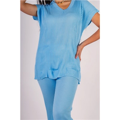 Вязаный хлопковый костюм Джемпер + Брюки палаццо, арт.219-АТ