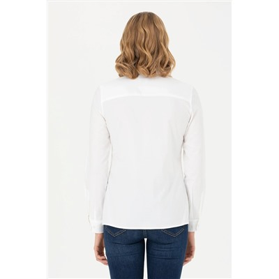 Kadın Beyaz Uzun Kollu Basic Gömlek