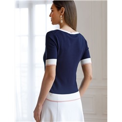 Джемпер с V-вырезом с коротким рукавом из вискозы