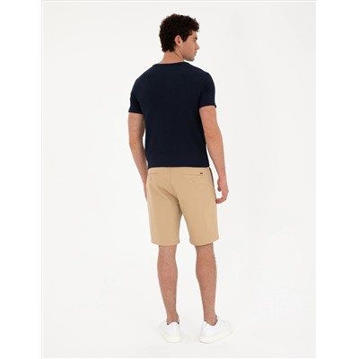 Camel Slim Fit Dokuma Şort