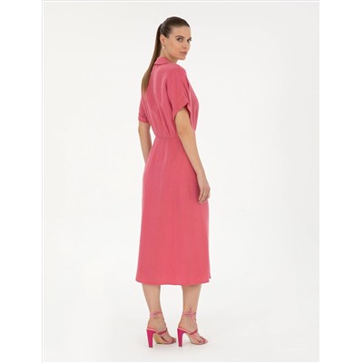 Pembe Comfort Fit Dokuma Elbise