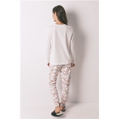 Pijama largo 100% algodón "Día de muertos" marfil
