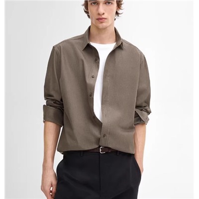 Мужская повседневная рубашка с длинным рукавом из 100% ПРЕМИАЛЬНОГО ХЛОПКА  МАССИМО Д