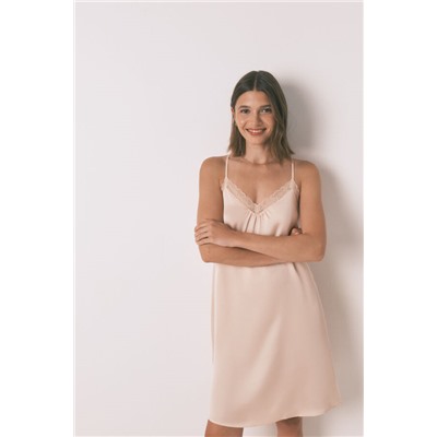 Camisón satén encaje naranja