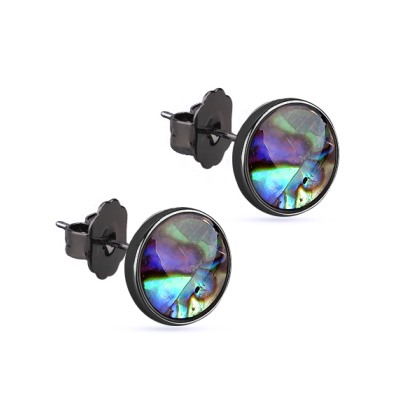 Пусеты Амфитрита (гелиотис 10мм; покрытие черный родий), Есть комплект