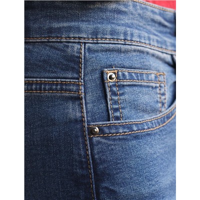 Джинсы трубы с декоративной стиркой из эластичного денима средней плотности