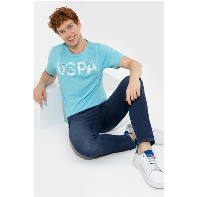 Erkek Turkuaz Bisiklet Yaka Tişört