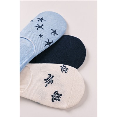 Pack 3 calcetines invisibles estampados marinos azul