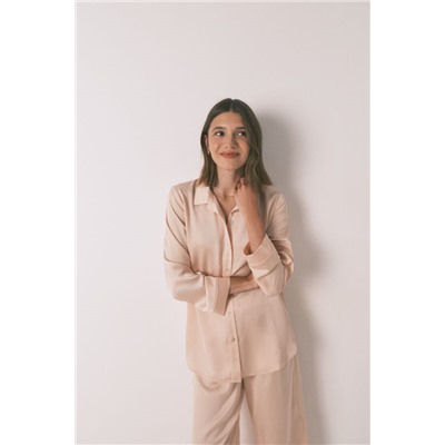 Pijama largo strass satén naranja