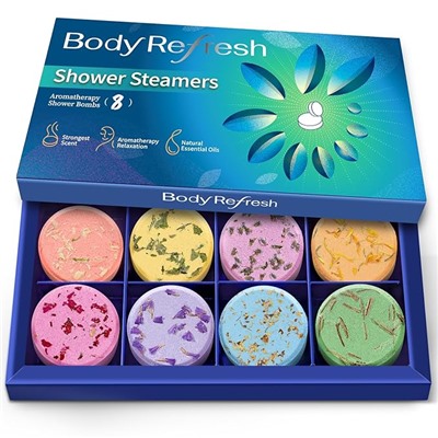 Shower Steamers Aromatherapy - 8 Pack Shower Bombs with Essential Oils, Valentines Day Gifts for Her Women, Birthday Gifts for Women Self Care Relaxation Home SPA Stress Relief Galentines Gift Set