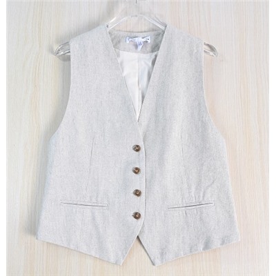 Жилет в стиле «пригородный», из смеси хлопка и льна,