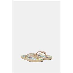 Chanclas baño doradas suela estampada