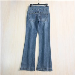 Женские джинсы Karl Lagerfel*d в американском стиле с ассиметричной линией пояса и резрезами на штанинах