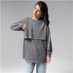 Лонгслив многослойный, Преданная стилю (grey, 2 в 1)