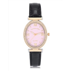 LADIES BLACK EMBOSSED STRAP WATCH
